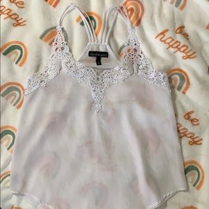 White Sheer Strappy VNeck Blouse